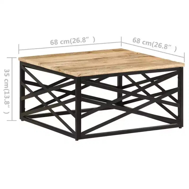 Table basse d'appoint – Bois massif et cadre métallique, style industriel