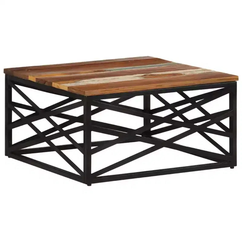 Table basse d'appoint – Bois massif et cadre métallique, style industriel