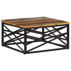 Table basse d'appoint – Bois massif et cadre métallique, style industriel