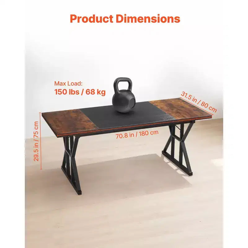 Bureau de Direction 180x80cm – Grand Bureau d'Ordinateur pour Bureau à Domicile, Cadre en Bois et Métal