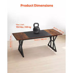 Bureau de Direction 180x80cm – Grand Bureau d'Ordinateur pour Bureau à Domicile, Cadre en Bois et Métal