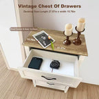 Commode à 5 tiroirs – Rangement chambre et couloir, Plateau en bois et cadre en métal