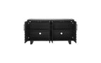 Bahut moderne noir de 150 cm avec 4 portes – Placage en frêne et poignées métalliques