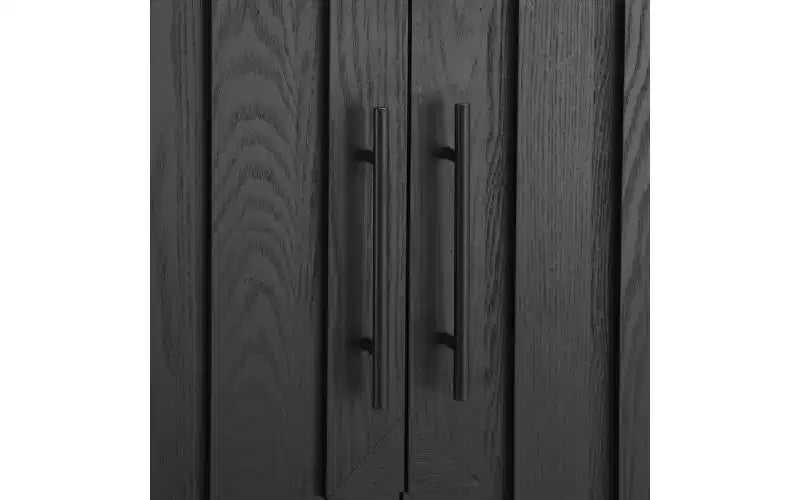 Bahut moderne noir de 150 cm avec 4 portes – Placage en frêne et poignées métalliques