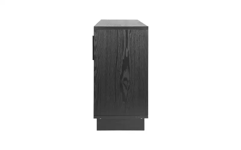 Bahut moderne noir de 150 cm avec 4 portes – Placage en frêne et poignées métalliques