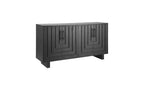 Bahut moderne noir de 150 cm avec 4 portes – Placage en frêne et poignées métalliques