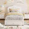 Upholstered Bed Frame with Storage Drawer and Smart Led Headboard, Twin Size Platform Bed Frames for Kids, Wooden Slats Support, No Box Spring Needed