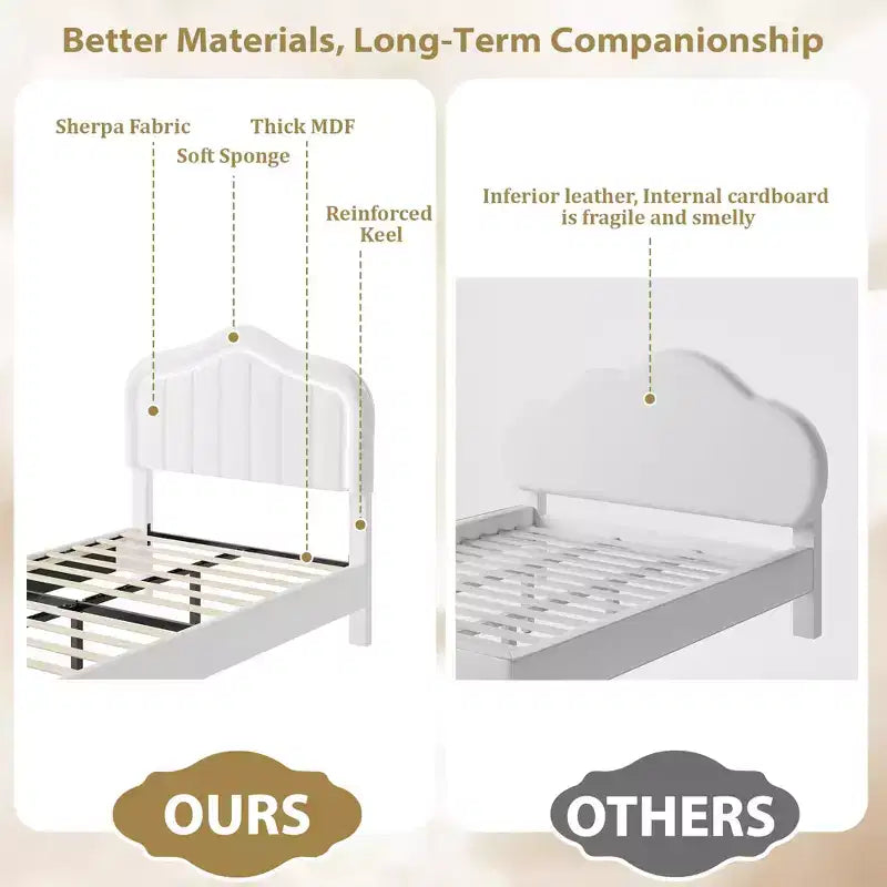 Lit plateforme double avec tête de lit LED et tiroir de rangement – Enfants, sans sommier tapissier