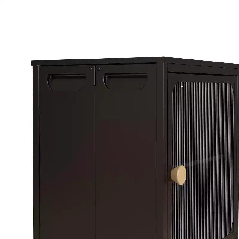 Armoire de rangement pliable avec porte, construction robuste en acier et bois, installation rapide et conception antidérapante, organisateur DIY polyvalent en noir