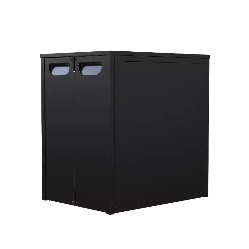Armoire de rangement pliable avec porte, construction robuste en acier et bois, installation rapide et conception antidérapante, organisateur DIY polyvalent en noir