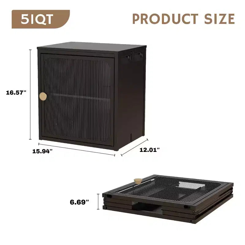 Armoire de rangement pliable avec porte, construction robuste en acier et bois, installation rapide et conception antidérapante, organisateur DIY polyvalent en noir
