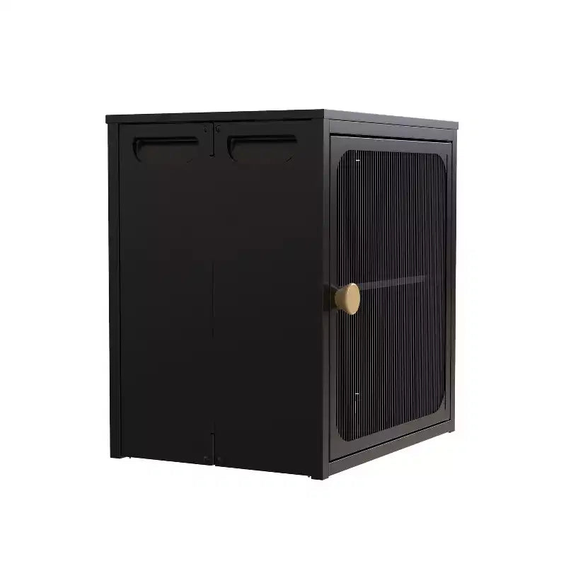 Armoire de rangement pliable avec porte, construction robuste en acier et bois, installation rapide et conception antidérapante, organisateur DIY polyvalent en noir