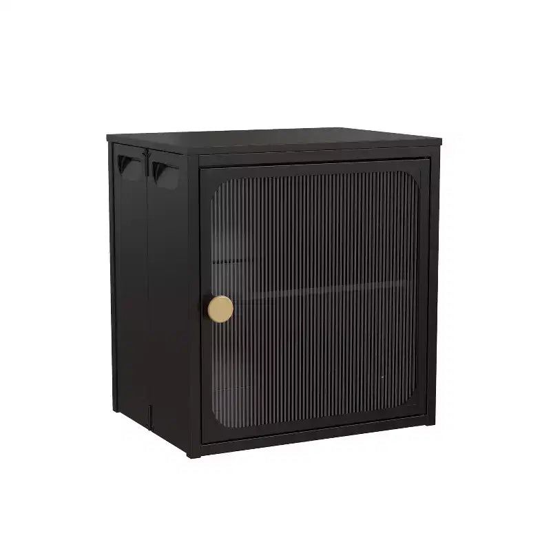 Foldable Storage Cabinet with Door  Sturdy Steel-Wood Construction, Quick Setup & Anti-Slip Design, Versatile DIY Organizer in Black