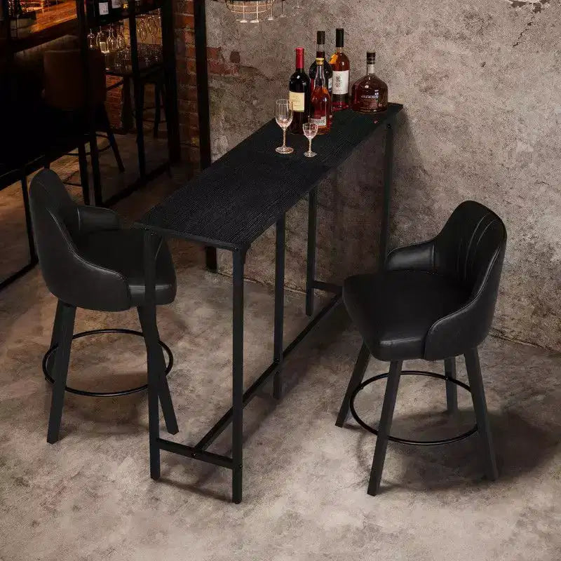 Table de bar de 55" de hauteur de comptoir avec cadre en métal – Table de pub rectangulaire pour cuisine et salon