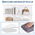 Étagère de Rangement Modulable en Fil Métallique à 12 Cubes pour Chambre et Bureau, Blanche