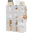 12-Cube PVC Storage Organizer, Multifunctional Cabinet with Stackable Design for Home Office, Pink
