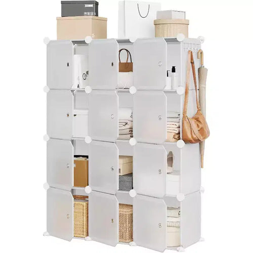 12-Cube PVC Storage Organizer, Multifunctional Cabinet with Stackable Design for Home Office, Pink