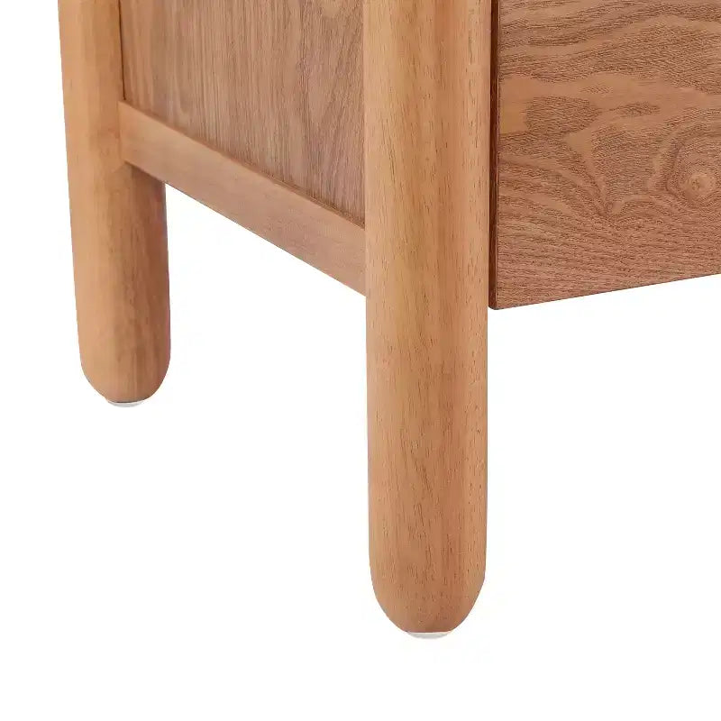 Table de chevet moderne avec 2 tiroirs et étagère ouverte – Fini frêne brun chaud