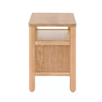 Table de chevet moderne avec 2 tiroirs et étagère ouverte – Fini frêne brun chaud