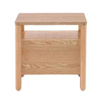 Table de chevet moderne avec 2 tiroirs et étagère ouverte – Fini frêne brun chaud