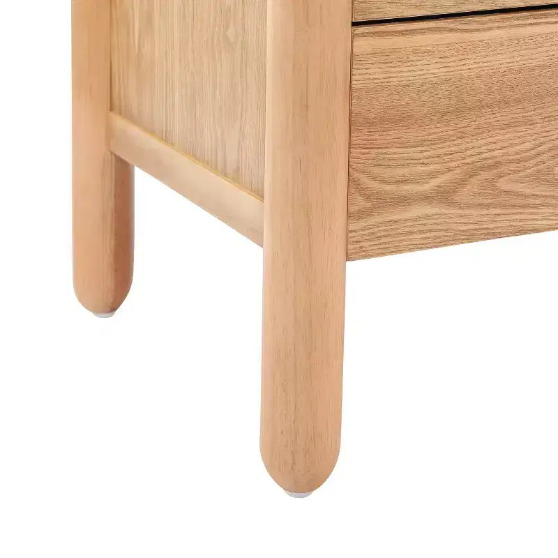 Table de chevet moderne avec 2 tiroirs et étagère ouverte – Fini frêne brun chaud
