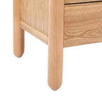 Table de chevet moderne avec 2 tiroirs et étagère ouverte – Fini frêne brun chaud