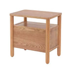 Table de chevet moderne avec 2 tiroirs et étagère ouverte – Fini frêne brun chaud
