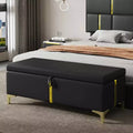 MAYEERTY upholstered Storage Ottoman Storage Bench with Metal Legs for Bedroom Black