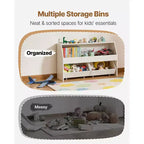Meuble de rangement pour enfants en bois blanc – 2 tiroirs mobiles et bibliothèque