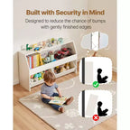 Meuble de rangement pour enfants en bois blanc – 2 tiroirs mobiles et bibliothèque