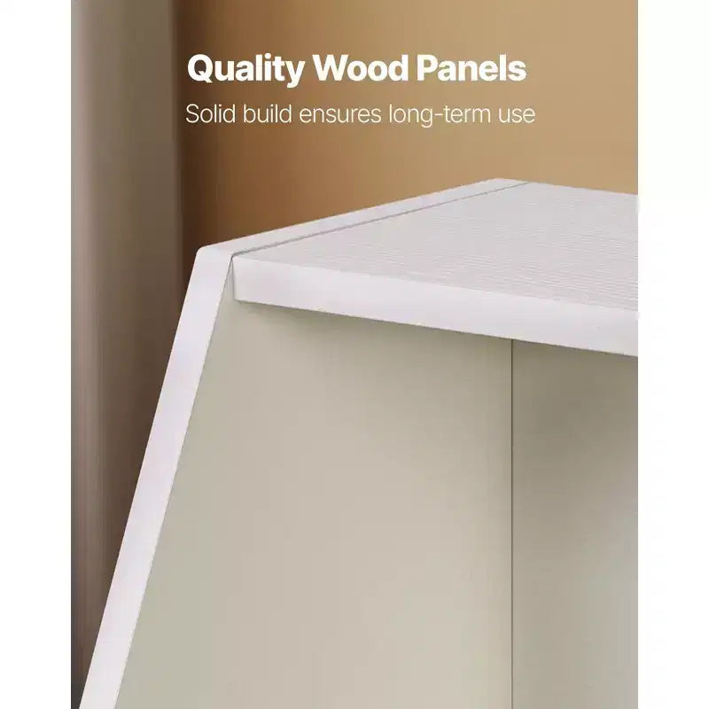 Meuble de rangement pour enfants en bois blanc – 2 tiroirs mobiles et bibliothèque
