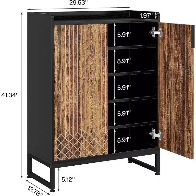Meuble à chaussures haut avec porte basculante et étagères réglables – Rangement de chaussures d'entrée, Blanc