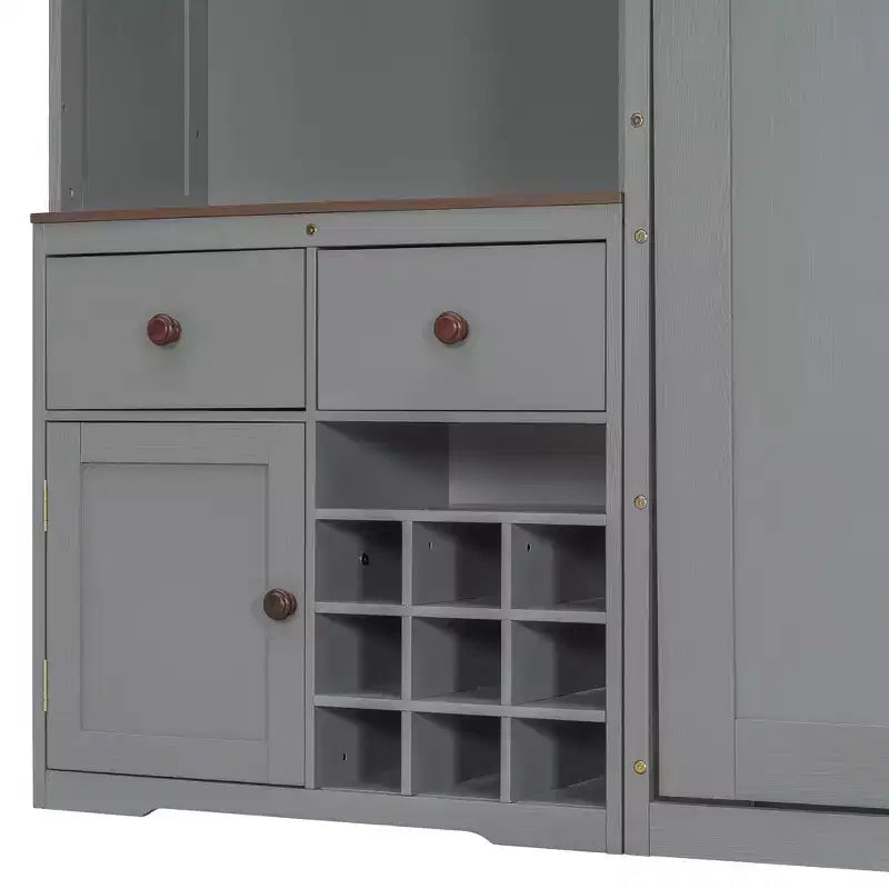 Lit escamotable avec armoire de rangement, casier à vin, tiroirs et bande LED multicolore