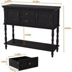 Console moderne avec 2 tiroirs et étagère ouverte – Table d'entrée, Noyer et Noir