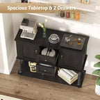 Console moderne avec 2 tiroirs et étagère ouverte – Table d'entrée, Noyer et Noir
