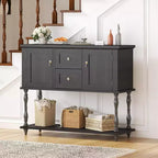 Console moderne avec 2 tiroirs et étagère ouverte – Table d'entrée, Noyer et Noir
