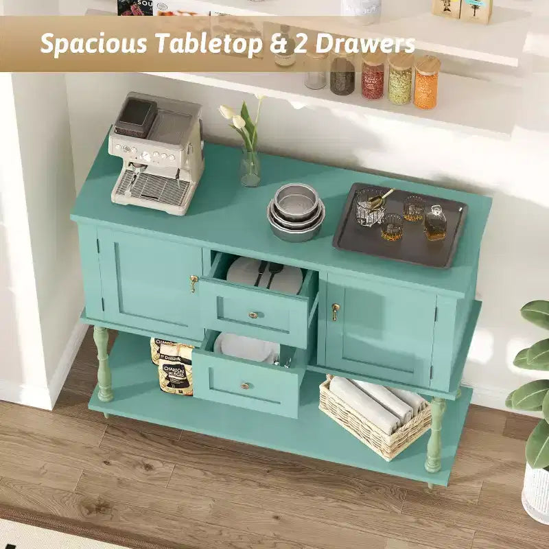 Console moderne avec 2 tiroirs et étagère ouverte – Table d'entrée, Noyer et Noir