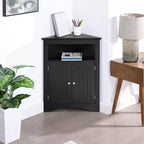 Meuble de rangement d'angle avec 2 portes et étagères réglables – Marron rustique
