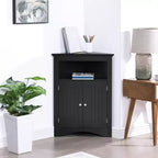 Meuble de rangement d'angle avec 2 portes et étagères réglables – Marron rustique