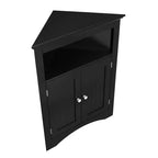 Meuble de rangement d'angle avec 2 portes et étagères réglables – Marron rustique
