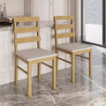MAYEERTY Upholstered Seat Wooden Dining Chair, Scandinavian 3-Horizontal Back Natural Wood Color for Dining Room & Living Room