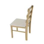 Chaise de salle à manger scandinave rembourrée avec dossier à 3 lattes horizontales et pieds en bois naturel