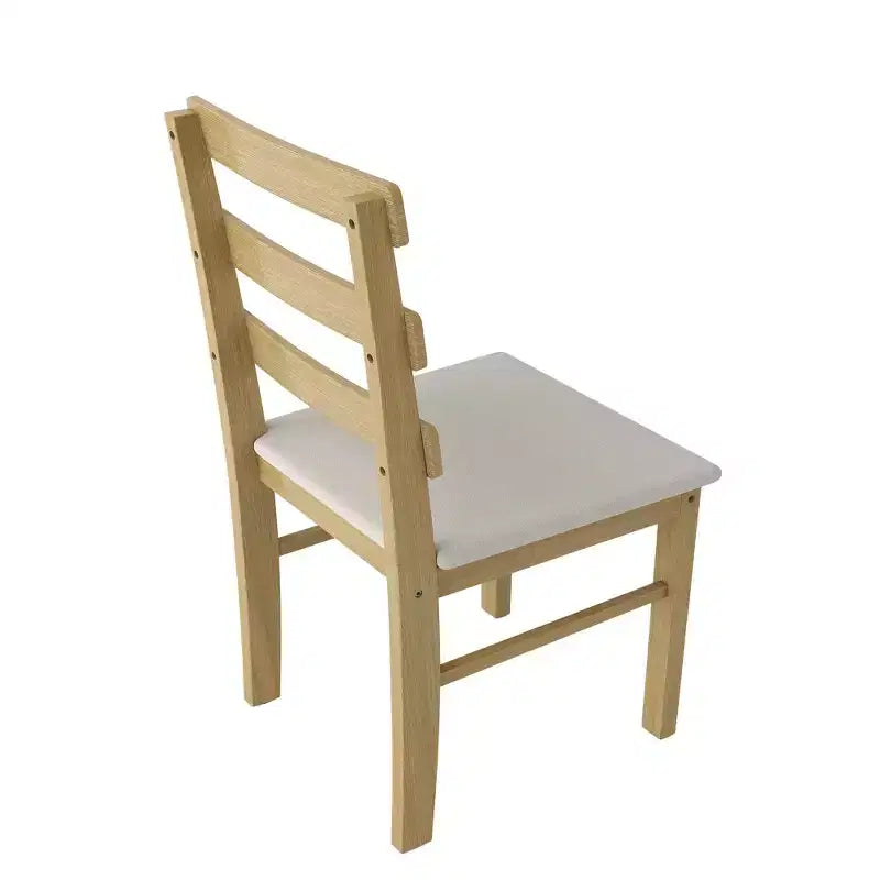 Chaise de salle à manger scandinave rembourrée avec dossier à 3 lattes horizontales et pieds en bois naturel