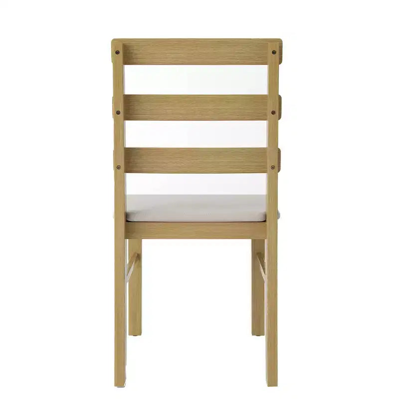 Chaise de salle à manger scandinave rembourrée avec dossier à 3 lattes horizontales et pieds en bois naturel