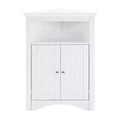 VIYET 32 Multifunctional Corner Cabinet - White MDF, Freestanding, Doors & Adjustable Shelves(Bathroom/Kitchen/Living Room Organizer)