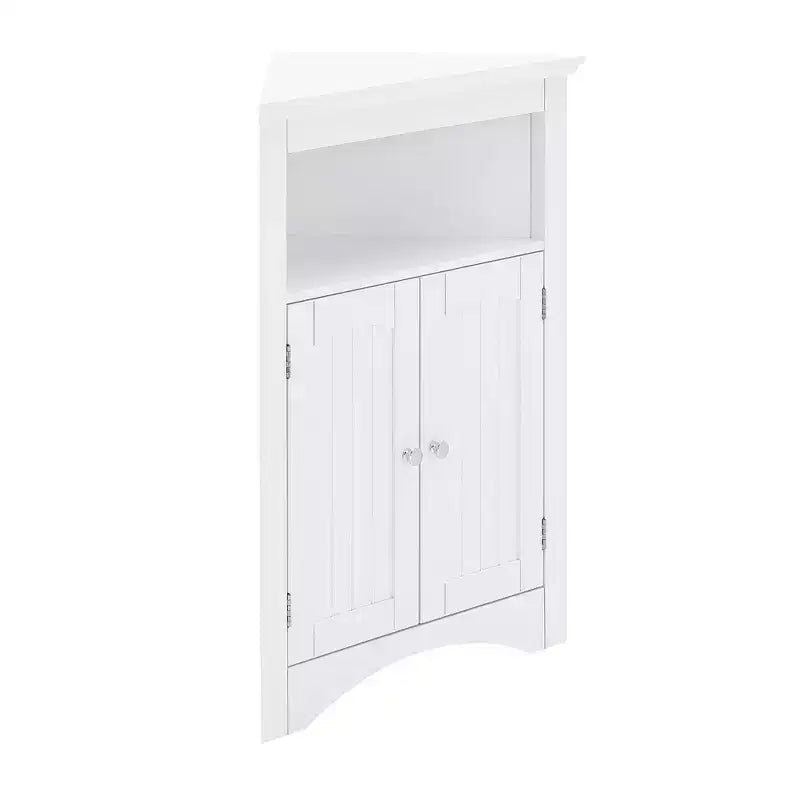 Meuble d'angle multifonctionnel 32" – MDF blanc, étagères réglables, salle de bain/cuisine/salon