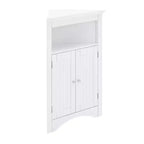 Meuble d'angle multifonctionnel 32" – MDF blanc, étagères réglables, salle de bain/cuisine/salon