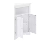 Meuble d'angle multifonctionnel 32" – MDF blanc, étagères réglables, salle de bain/cuisine/salon