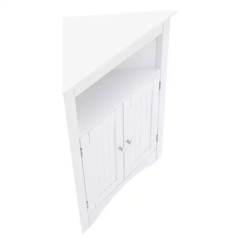 Meuble d'angle multifonctionnel 32" – MDF blanc, étagères réglables, salle de bain/cuisine/salon