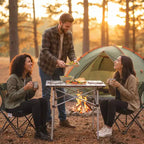 Table de camping pliable enroulable – Plateau en aluminium, pieds en métal, sac de transport, 68 kg, argent